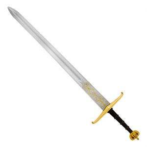 Ritter / Krieger Schwert Langschwert Antikoptik Königsschwert Bihänder 122cm silber-braun