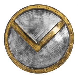 Gladiatoren Spartaner Schild 60cm Durchmesser Rundschildmit Spitze nach unten silber-gold