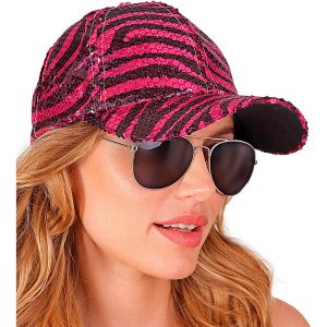 Superstars Pimp Zebra Schildmütze Basecap Pailletten schwarz-pink