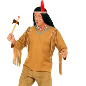 Indianer Kostüm Teile-Set Oberteil Apache hellbraun-türkis