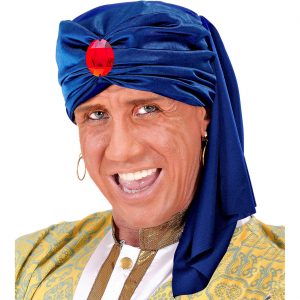 Orientalen Kopftuch Turban Kappe mit Stein dunkelblau-rot