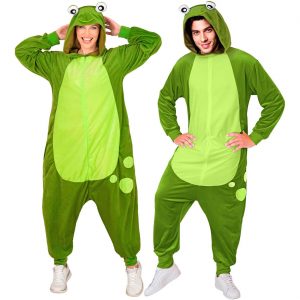 Wassertier Frosch Plüschkostüm Overall Plüsch Onesie aus kurzem Plüsch Velours grün