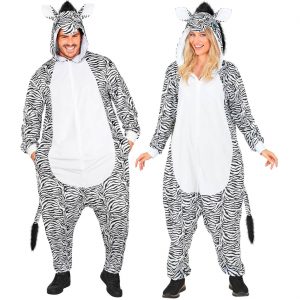 Pferd Zebra Plüschkostüm Overall Plüsch Onesie aus kurzem Plüsch Velours schwarz-weiß
