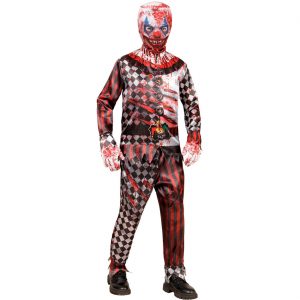 Böser Clown Kinderkostüm Anzug FAST KOSTUME Jogginganzug Handschuhe Stoffmaske blutig rot-schwarz