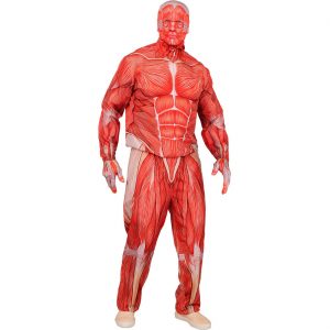 Gehäuteter Anatomie Kostüm Anzug FAST KOSTUME Jogginganzug mit Handschuhen und Stoffmaske rot-weiß