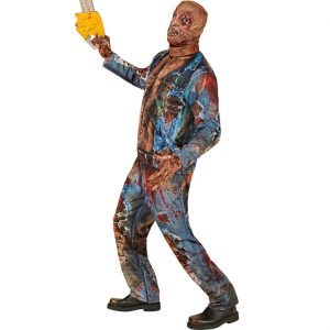 Zombie blutig Kostüm Anzug FAST KOSTUME Jogginganzug mit Handschuhen und Stoffmaske blau-rot