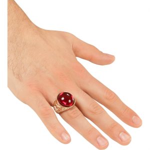 Edelleute Vintage / Gothic Ring mit Stein runde Form gold-rot