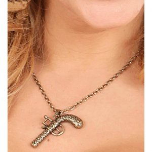 Piraten Halskette mit Anhänger Pitole elegant altgold gold