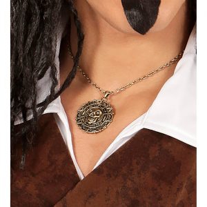 Pirat der Karibik Halskette mit Anhänger Schädel Kompass in altgold gold