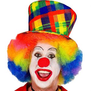 Clown Zylinderhut Textilhut übergroß Deluxe kariert bunt
