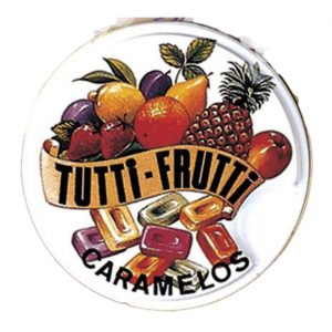 Scherzartikel Deko Accessoire Artikel Schock Bonbons Verpackung mit Springschlangen TUTTI FRUTTI bunt