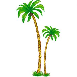 Palmen Deko Wandbilder Set aus Papier 2-teilig 116cm und 180cm grün-hellbraun