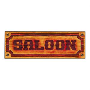 Western Deko Wandschild aus Papier 78x26cm WESTERN SALOON braun