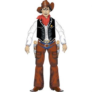 Cowboy Deko Wandbild aus Papier beweglich 140cm braun-bunt