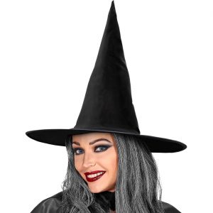 Hexen Zauberer Hexenhut Classic aus Stoff super Passform auch zum Nachdekorieren schwarz