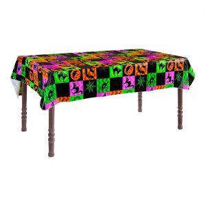 Halloween Einweggeschirr Tischdecke aus Kunststoff 132x178cm bunt