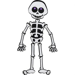 Skelett bleich Dekohängeartikel lustig beweglich 53cm schwarz-weiß