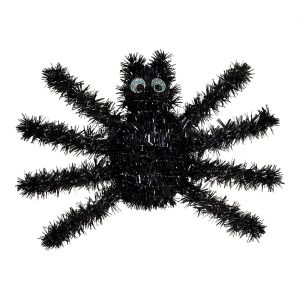 Spinne Dekohängeartikel Lametta Drahtfigur mit Kunststofffäden 36x22cm schwarz-bunt