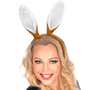 Hase Osterhase Haarreif mit Ohren mit Plüsch modellierbar braun-weiß