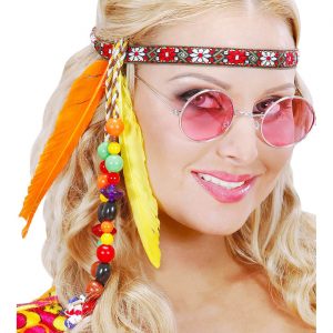 Hippie / Indianer Federstirnband mit Perlen bunt