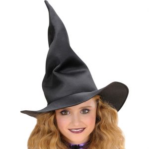 Hexen Zauberer Hexenhut für Kinder aus Stoff modellierbar angenehm weiche Qualität schwarz