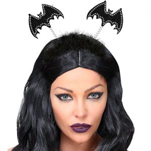 Fledermaus Haarreif mit Wabbles mit Marabu und Strasssteinen schwarz-silber