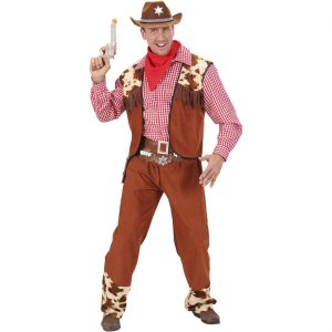 Cowboy Kostüm Anzug mit Kuhflecken braun-rot