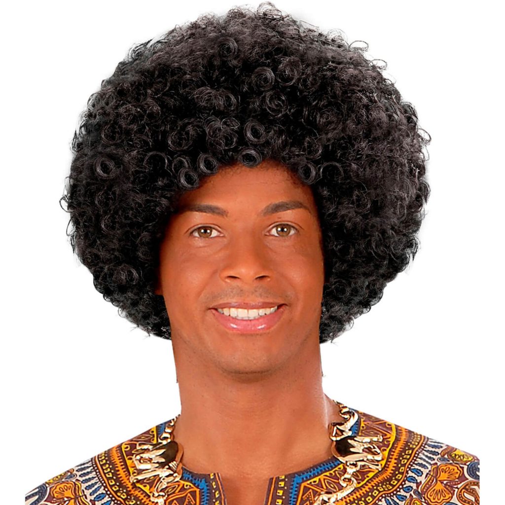 Afro-Perücke Mit Schwarzer Sonnenbrille – 70er Jahre & Hippie-Kostüm | Aus 100% Polyester