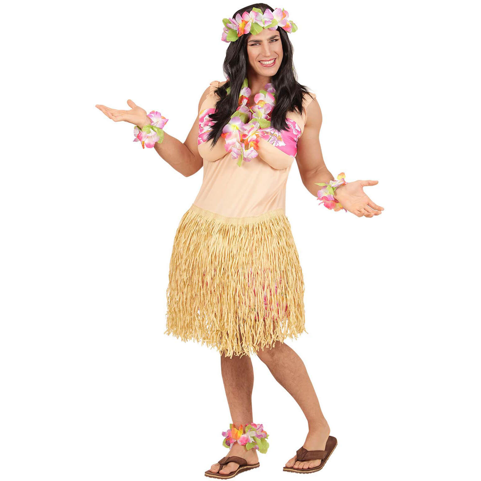 Sexy Hawaiianerin Kostüm Overall Fatsuit Hawaiianische Schönheit kurzer  Fatsuit mit Bastrock haut-bunt – Fortmann
