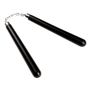 Kombat Ninja Nunchaku aus Kunststoff 30cm glatt schwarz-silber