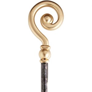 Bischof / Sankt Nikolaus Hirtenstab mit eingerollter Spitze 147cm braun-gold