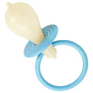 Baby Schnuller Junge Deko Accessoire Artikel Maxischnuller quietschend hellblau-beige