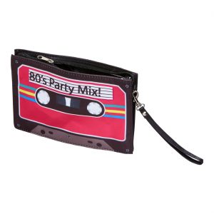 Musik Kassette Handtasche Henkeltasche mit Reißverschluss 80er Jahre 80s Party Mix pink-schwarz