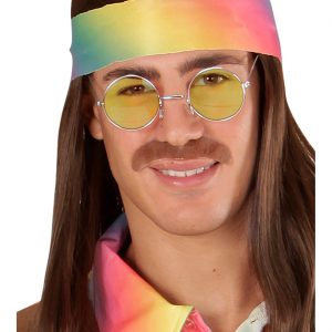 70er Jahre Hippie Nickelbrille XL gelb