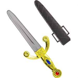 Edelherr König Dolch Messer mit Scheide und Edelsteinen verziert 24cm gold-bunt