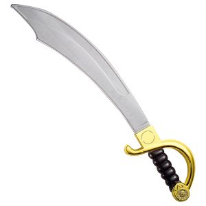 Piraten / Orientalen Krummschwert Krummsäbel Classic aus Kunststoff 56cm glatter oder verzierter Griff silber-gold