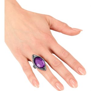 Edelleute Vintage / Gothic Ring mit Stein in Rautenform silber-lila