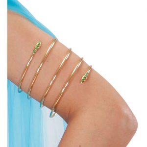 Cleopatra / Schlangen Armband zum Wickeln Arm Wrap Oberarmreif aus Draht gold-türkis
