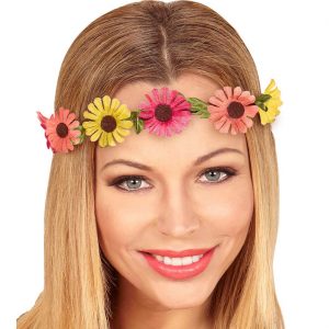 Blumen Margeriten Haarkranz Blumenkranz Stirnband Haarband mit Blüten pink-orange