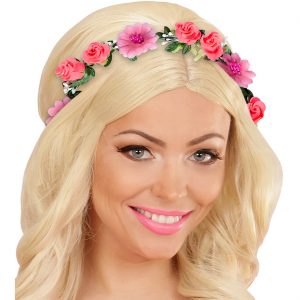 Blumen Haarkranz Blumenkranz Stirnreif Haarband mit Blüten rosa-lila