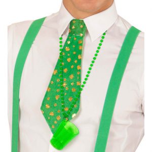 Halskette mit Shotglas Schnapsglas Shotbecher aus Kusntstoff einfarbig neongrün