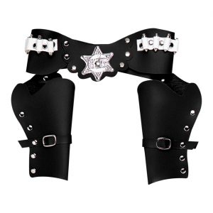 Cowgirl Cowboy Gürtelholster mit zwei Taschen Classic mit Patronen schwarz