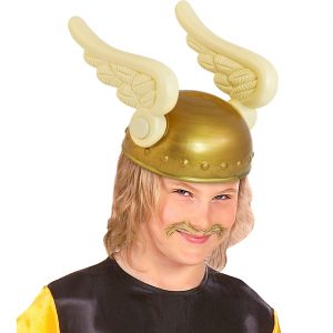 Gallier klein gewitzt Helm mit Flügeln für Kinder aus Kunststoff Hartplastik gold-beige