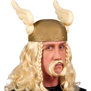 Gallier klein gewitzt Helm mit Flügeln aus Kunststoff Hartplastik gold-beige