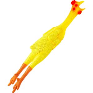 Vogel Huhn Deko Accessoire Artikel für Koch oder Voodoo gerupftes Gummihuhn 51cm gelb-rot