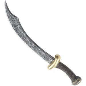 Piraten / Orientalen Krummschwert Krummsäbel Kurzschwert arabischer Dolch Messer 46cm Antikoptik silber-gold