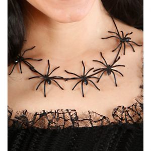 Spinnen Halskette Collier aus Kunststoff filigran schwarz