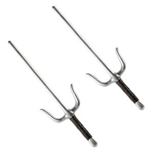 Kombat Ninja Saigabeln Paar aus Kunststoff Set 42cm silber-schwarz