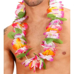 Hawaii / Blumen Halskette Hawaiikette Lei MAUI lila-gelb