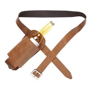 Western / Polizei Flaschenholster mit einer Tasche Lederoptik Deluxe braun